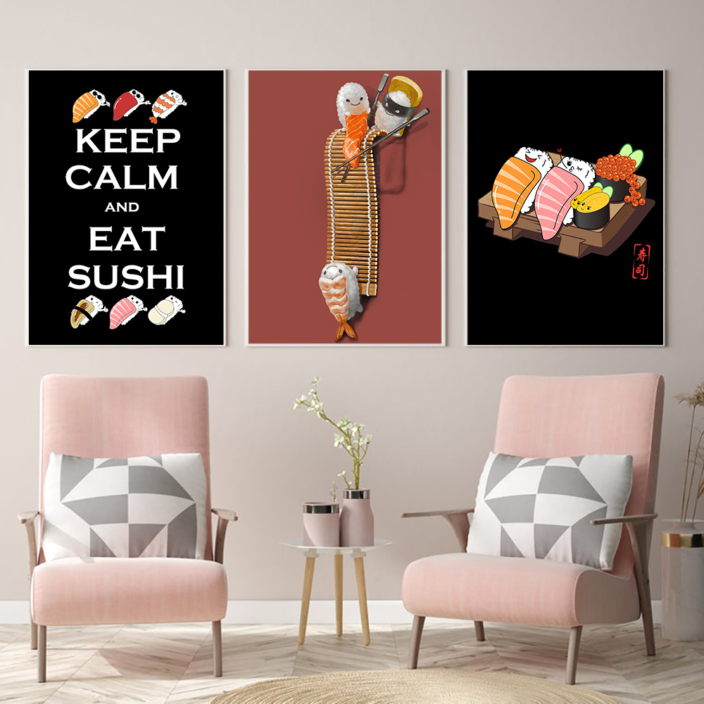 Japanese Restaurant Lifestyle - Japon Tarzı Ramen Suşi Soyut Karikatürler
